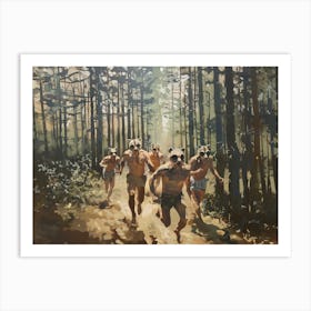 Men Running Redwoods 3 Fy H Art Print