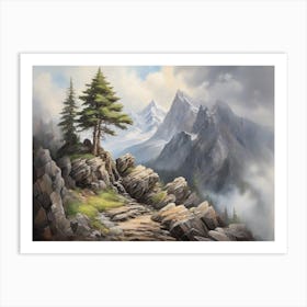 Pine Tree In The Mountains Art Print