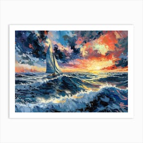 Sailboat At Sunset 2 Art Print