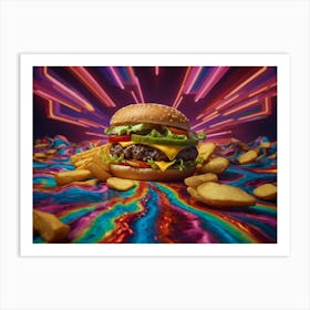 Neon Burger 1 Art Print