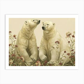 Floral Animal Illustration Polar Bear 4 Art Print