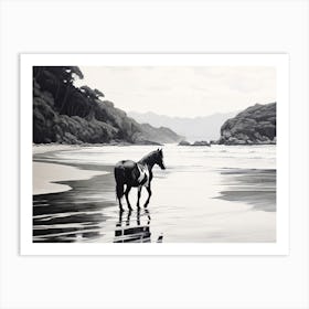 A Horse Oil Painting In Lopes Mendes Beach, Brazil, Landscape 2 Art Print