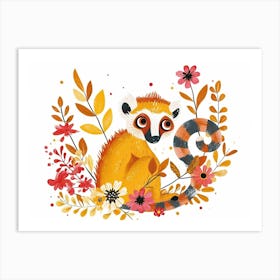 Little Floral Lemur 3 Art Print