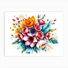 Watercolor Flowers Bouquet 4 Art Print