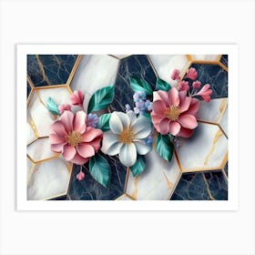 Marble Flowers Art Print