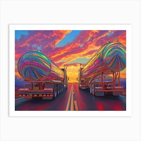 Sunset On The Highway Art Print