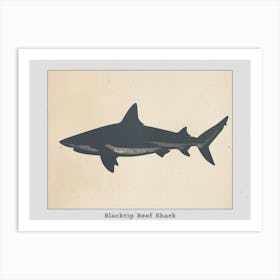 Blacktip Reef Shark Silhouette 4 Poster Art Print