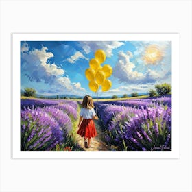 A Little Girl In A Field Of Lavender Art Print