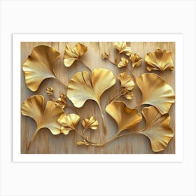 Gold Ginkgo Leaves 1 Art Print