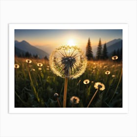 Dandelion sitting on a field, morning or dusk 2 Art Print