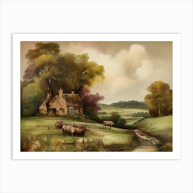 Printable Wall Art, Vintage Landscape, Farmhouse Wall Decorations, Vintage Landscape Oil Painting.28 Art Print