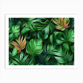 Tropical Leaves Seamless Pattern Art Print