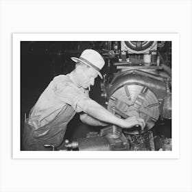 Machinist Working At Lathe, Seminole, Oklahoma, Oil Refinery By Russell Lee Art Print