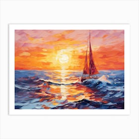 Sailboat At Sunset 5 Art Print