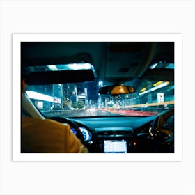 Car Driving At Night Art Print