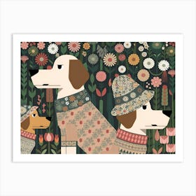 Dogs And Flowers : William Morris Inspired Dogs Collection 2 Art Print