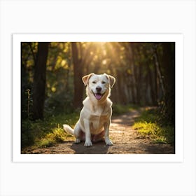 Dog In The Woods Art Print