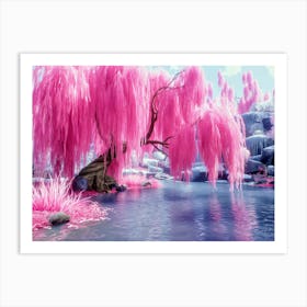 Pink Weeping Willow Tree Art Print