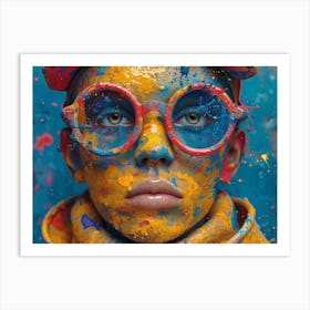 Psychedelic Portrait: Vibrant Expressions in Liquid Emulsion Portrait Of A Woman With Paint On Her Face Art Print