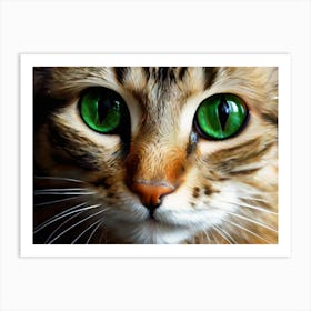 Green Eyes Cat Art Print