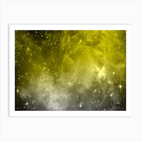 Yellow Grey Galaxy Space Background Art Print
