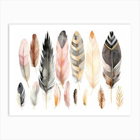Watercolor Feathers 5 Art Print