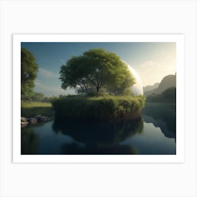 Landscape With A Sphere Art Print