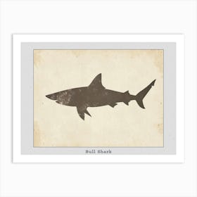 Bull Shark Grey Silhouette 7 Poster Art Print