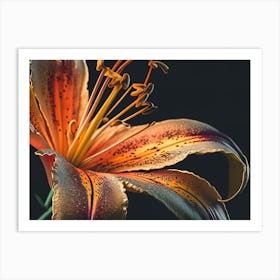 Lily Flower on Dark Background Art Print