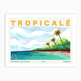 Hawaiian Palm Tree Beach Landscape Typography Art Print