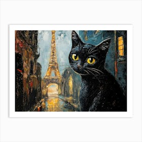 Black Cat In Paris 7 Art Print