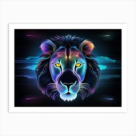 Neon Lion 3 Art Print