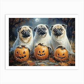 Halloween Pugs In Oil 19 Art Print