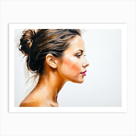 Side Profile Of Beautiful Woman Oil Painting 43 Art Print