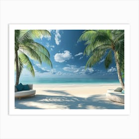 Palm Trees On The Beach Art Print