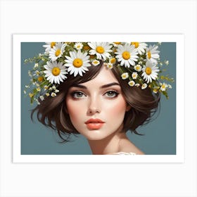 Fashion Woman With Flowers 02 Art Print