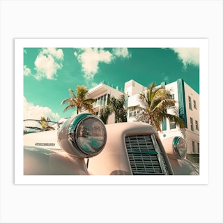 Vintage Beauty On Ocean Drive Miami Beach Art Print