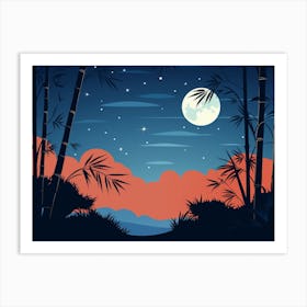 Bamboo Forest At Night Art Print Art Print