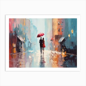 Couple Walking In The Rain 3 Art Print