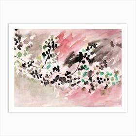 Branch Impression - pink coral Anton Maliar nature watercolor Art Print