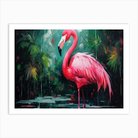 Diktorrr An Acrylic Painting Of A Pink Flamingo On A Background 4f4d6094 7bfc 46b3 B0c7 Fb502a66a06b Topaz Enhance Art Print