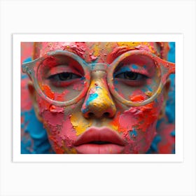 Psychedelic Portrait: Vibrant Expressions in Liquid Emulsion Face Painting Art Print