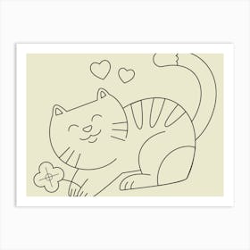 Cat With Flower Art Print