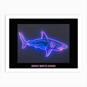 Pink Blue Neon Great White Shark Poster 2 Art Print