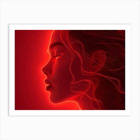 Glowing Enigma: Darkly Romantic 3D Portrait: Portrait Of A Woman 3 Art Print