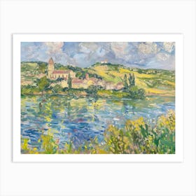 Rural Lakeside Retreat Painting Inspired By Paul Cezanne Art Print