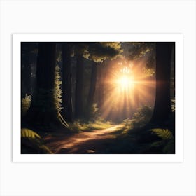 Rays Of Light Through The Trees Art Print