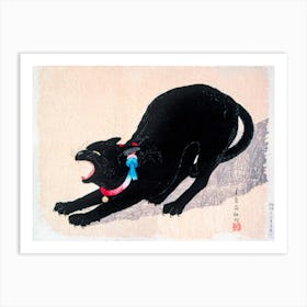Black Cat Hissing, Hiroaki Takahashi Art Print