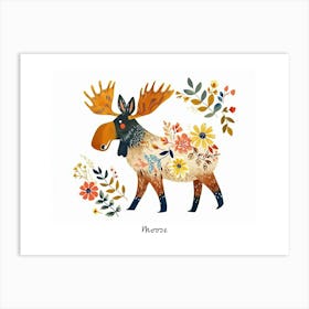 Little Floral Moose 1 Poster Art Print