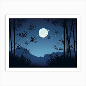 Bamboo Forest At Night Art Print 1 Art Print